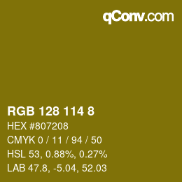 カラーコード: RGB 128 114 8 | qconv.com