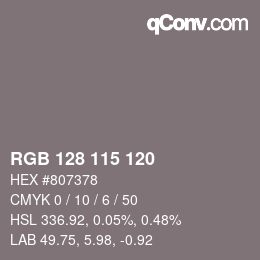 Color code: RGB 128 115 120 | qconv.com