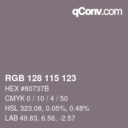 Color code: RGB 128 115 123 | qconv.com