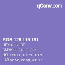 Color code: RGB 128 115 191 | qconv.com