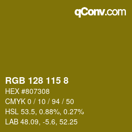 Color code: RGB 128 115 8 | qconv.com