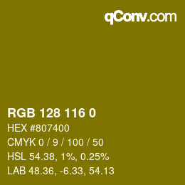 颜色代码: RGB 128 116 0 | qconv.com