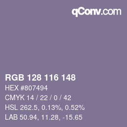 カラーコード: RGB 128 116 148 | qconv.com