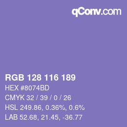 カラーコード: RGB 128 116 189 | qconv.com