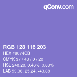 カラーコード: RGB 128 116 203 | qconv.com