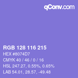 颜色代码: RGB 128 116 215 | qconv.com
