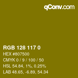 カラーコード: RGB 128 117 0 | qconv.com