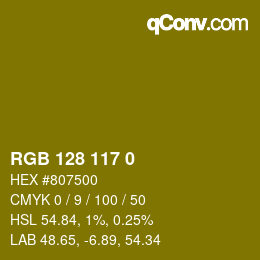 カラーコード: RGB 128 117 0 | qconv.com