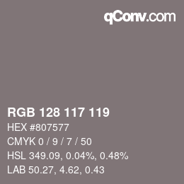 カラーコード: RGB 128 117 119 | qconv.com