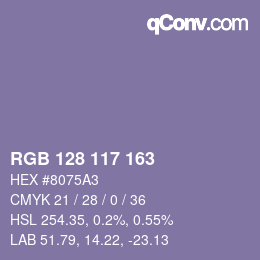 カラーコード: RGB 128 117 163 | qconv.com