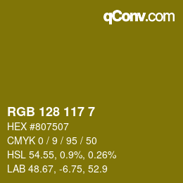Color code: RGB 128 117 7 | qconv.com