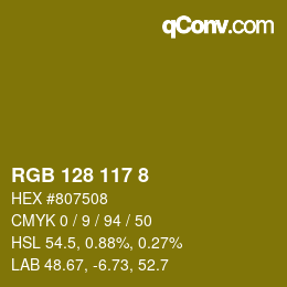 Color code: RGB 128 117 8 | qconv.com