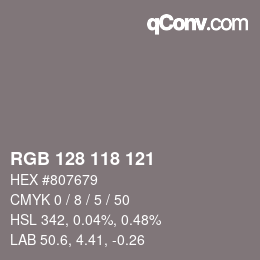 Farbcode: RGB 128 118 121 | qconv.com