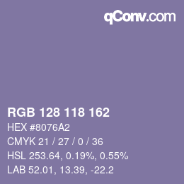 カラーコード: RGB 128 118 162 | qconv.com