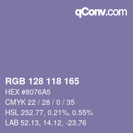 カラーコード: RGB 128 118 165 | qconv.com