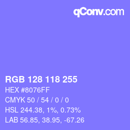 Color code: RGB 128 118 255 | qconv.com