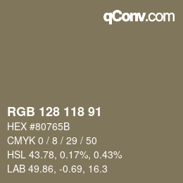 Farbcode: RGB 128 118 91 | qconv.com
