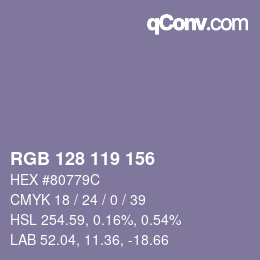 颜色代码: RGB 128 119 156 | qconv.com