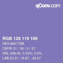 Color code: RGB 128 119 186 | qconv.com