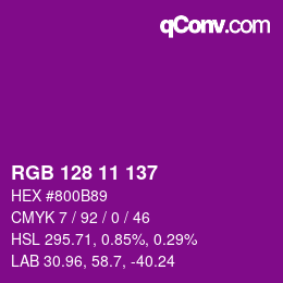 カラーコード: RGB 128 11 137 | qconv.com
