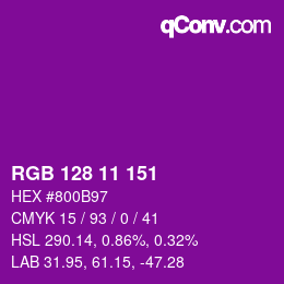 カラーコード: RGB 128 11 151 | qconv.com