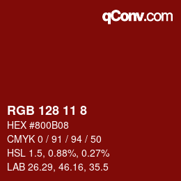 カラーコード: RGB 128 11 8 | qconv.com