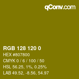 カラーコード: RGB 128 120 0 | qconv.com
