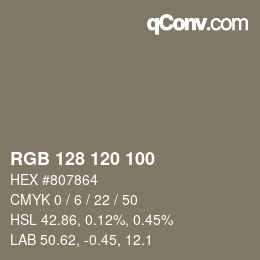 Color code: RGB 128 120 100 | qconv.com