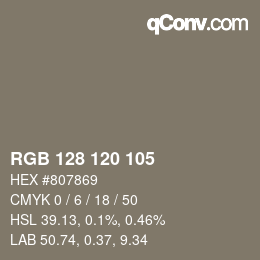 Color code: RGB 128 120 105 | qconv.com