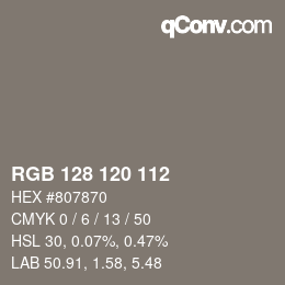 Color code: RGB 128 120 112 | qconv.com