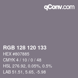 颜色代码: RGB 128 120 133 | qconv.com