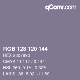 Color code: RGB 128 120 144 | qconv.com