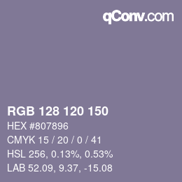 颜色代码: RGB 128 120 150 | qconv.com