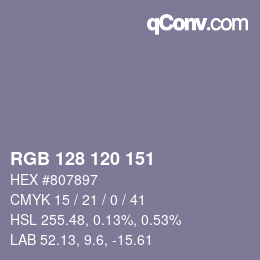颜色代码: RGB 128 120 151 | qconv.com