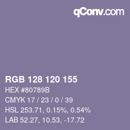 颜色代码: RGB 128 120 155 | qconv.com