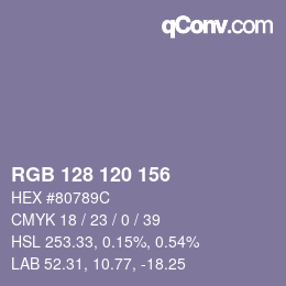 颜色代码: RGB 128 120 156 | qconv.com