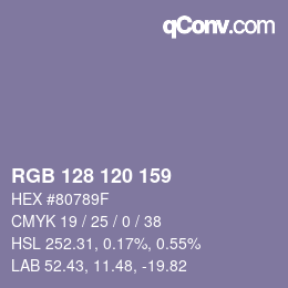 颜色代码: RGB 128 120 159 | qconv.com
