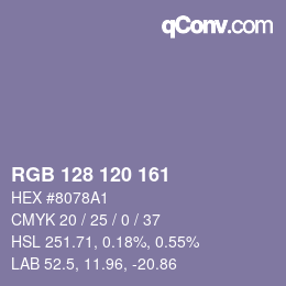颜色代码: RGB 128 120 161 | qconv.com