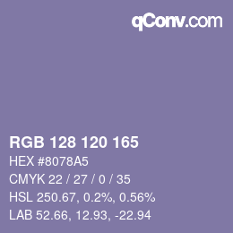 颜色代码: RGB 128 120 165 | qconv.com