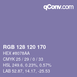 カラーコード: RGB 128 120 170 | qconv.com