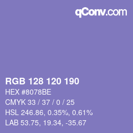 Color code: RGB 128 120 190 | qconv.com