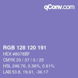 カラーコード: RGB 128 120 191 | qconv.com