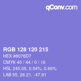 カラーコード: RGB 128 120 215 | qconv.com