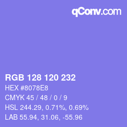 颜色代码: RGB 128 120 232 | qconv.com