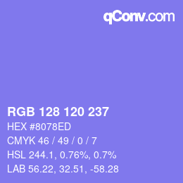 颜色代码: RGB 128 120 237 | qconv.com