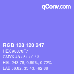 颜色代码: RGB 128 120 247 | qconv.com