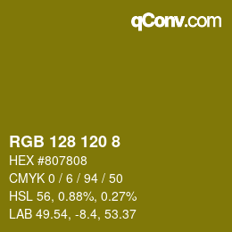 Color code: RGB 128 120 8 | qconv.com