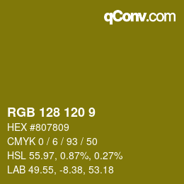 カラーコード: RGB 128 120 9 | qconv.com