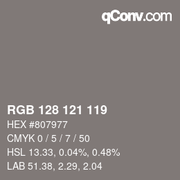 Farbcode: RGB 128 121 119 | qconv.com