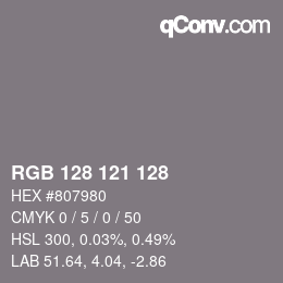 Color code: RGB 128 121 128 | qconv.com